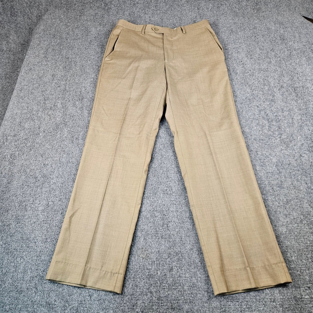 Santorelli Romeo Luxury Serge Tan Virgin Wool Dress Pants Mens‎ 33 Made in Italy